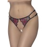 Culotte ouverte en fine dentelle florale rouge et noire