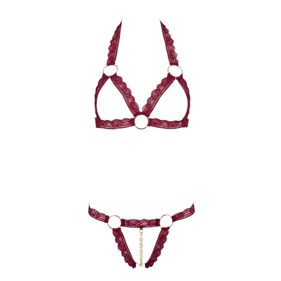 Ensemble 2 pièces Soutien-gorge ouvert et string rouge