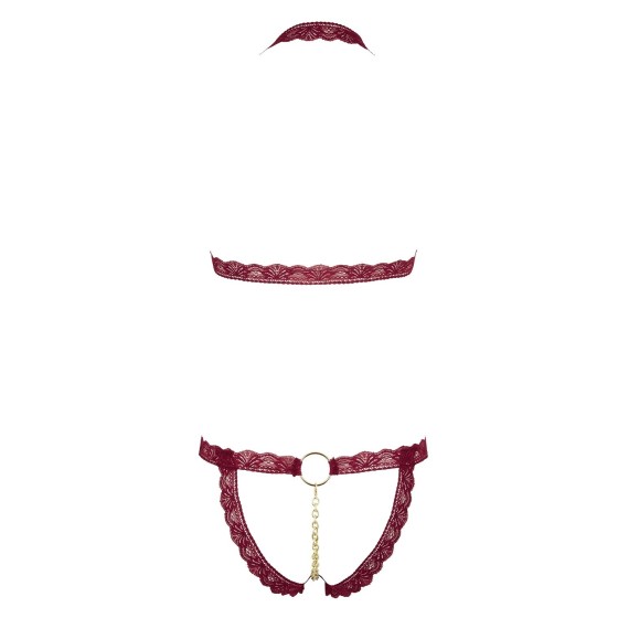 Ensemble 2 pièces Soutien-gorge ouvert et string rouge