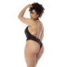 Body dos nu Romy grande taille couleur noir et chair résille transparente