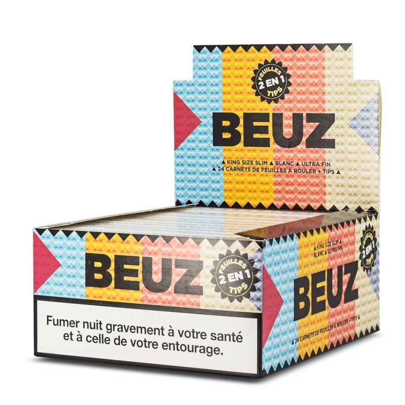 Feuille à rouler Beuz King Size Slim et Tips x 24