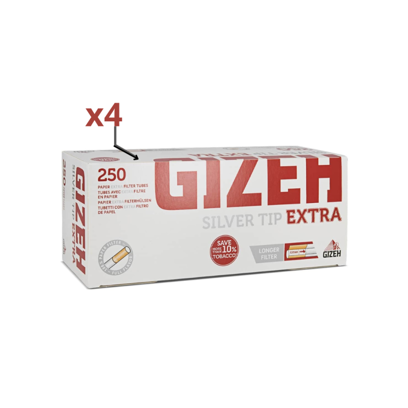 Boite de 250 tubes Gizeh Silver Tip Extra x 4